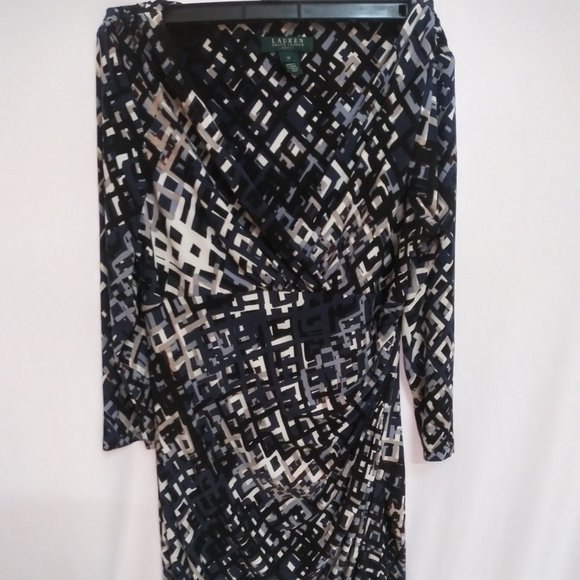 Lauren Ralph Lauren Black and White Geometric Midi Skirt - Picture 1 of 6